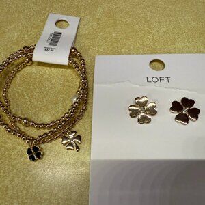 Loft Goldtone Clover Earrings & Bracelet Set